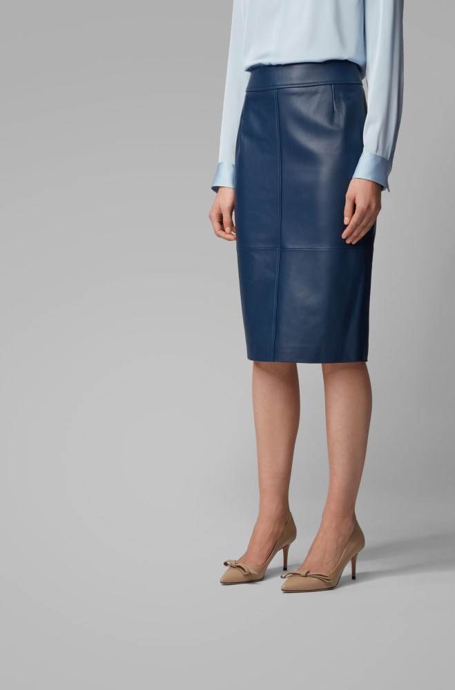 Hugo Boss Regular-fit pencil skirt Mørke Blå | VPOIaGxH