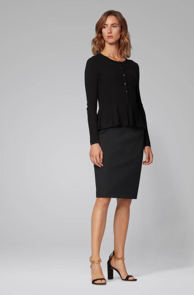 Hugo Boss Regular-fit pencil skirt Svarte | DLCruilI