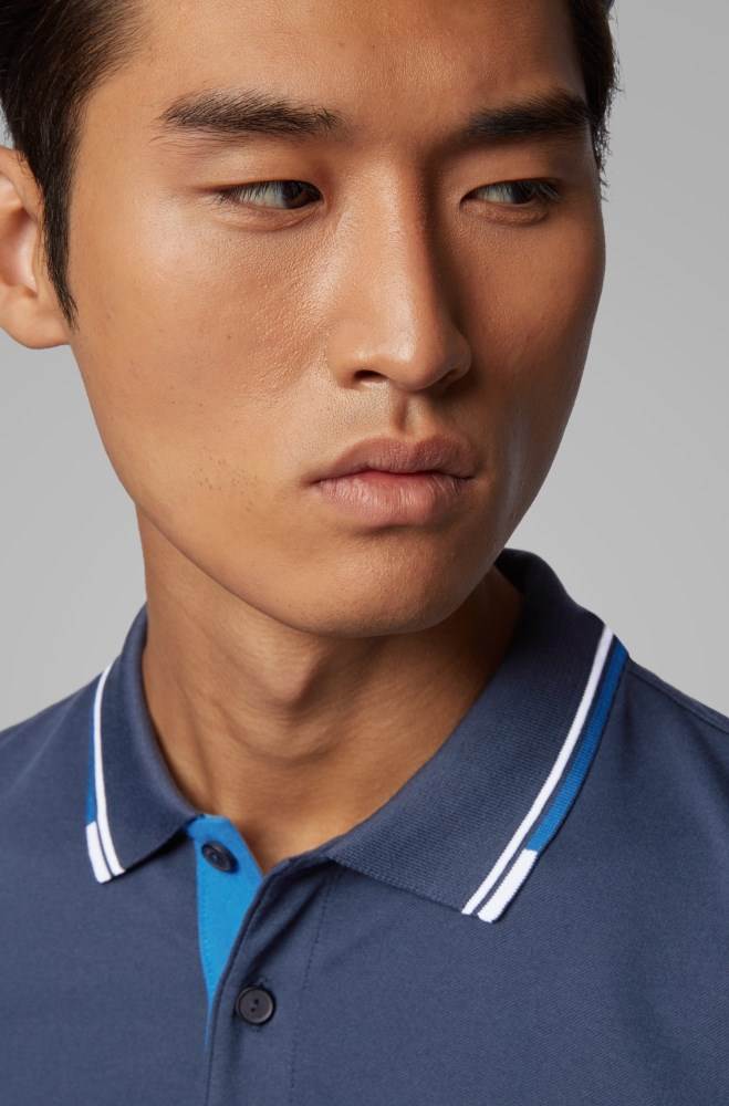 Hugo Boss Regular fit piqué polo shirt Mørke Blå | 8OIxWPrO