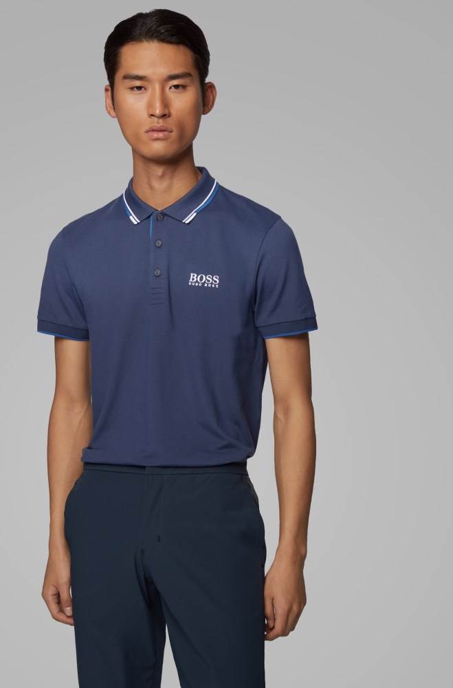 Hugo Boss Regular fit piqué polo shirt Mørke Blå | 8OIxWPrO