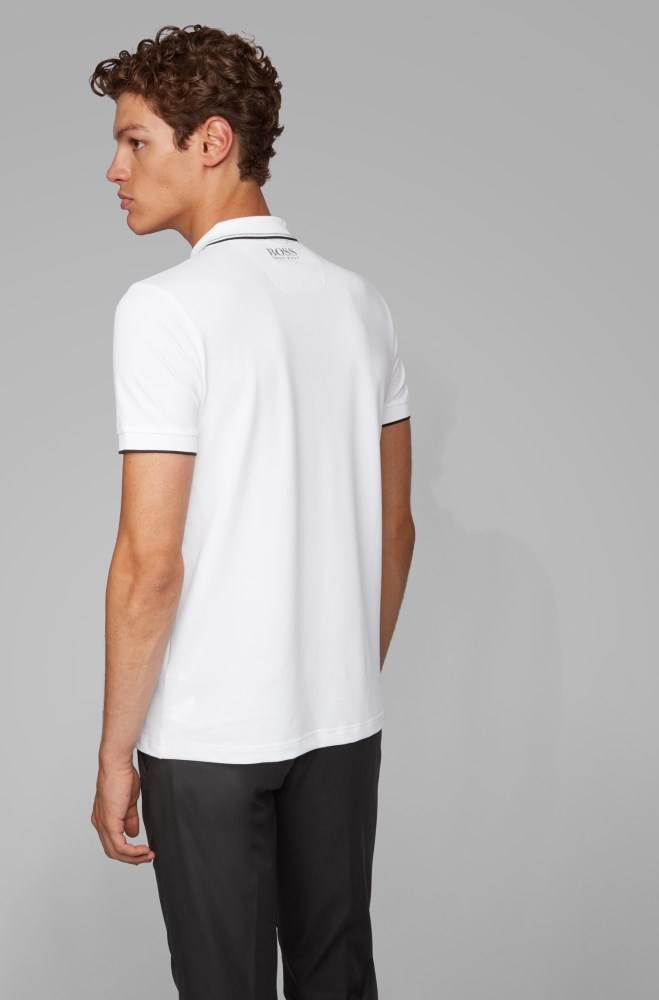 Hugo Boss Regular fit piqué polo shirt Hvite | WumD56Kj