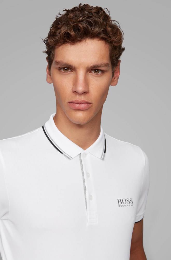 Hugo Boss Regular fit piqué polo shirt Hvite | WumD56Kj