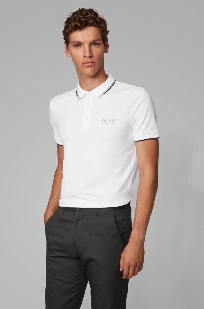 Hugo Boss Regular fit piqué polo shirt Hvite | WumD56Kj