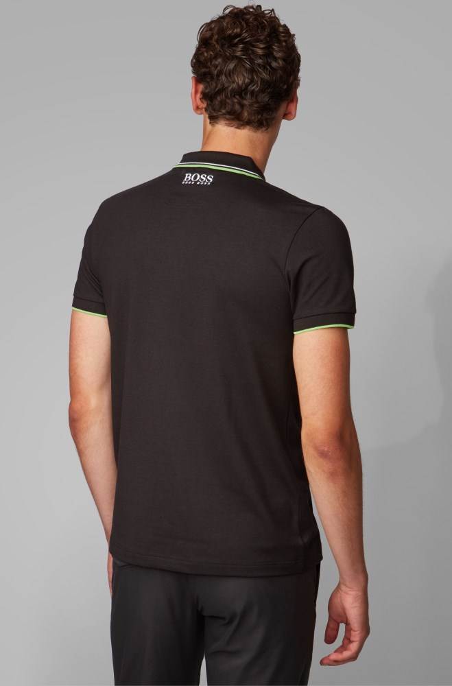 Hugo Boss Regular fit piqué polo shirt Svarte | ZHG6oGxe