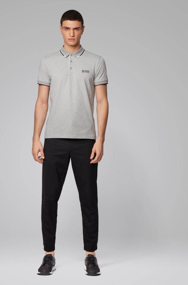 Hugo Boss Regular fit piqué polo shirt Lyse Grå | qFB4f4mt