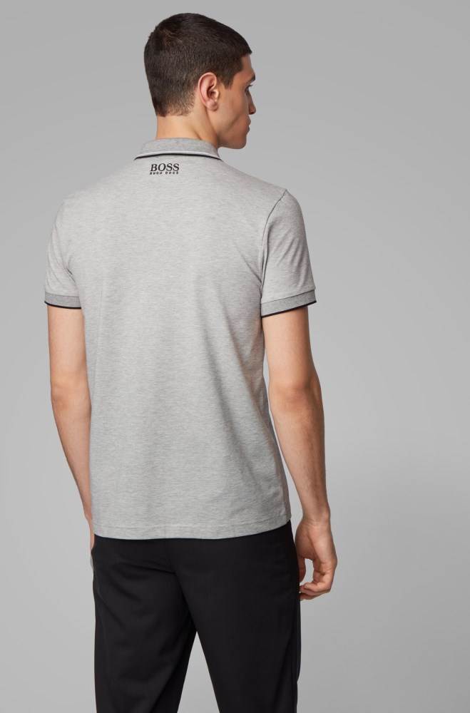 Hugo Boss Regular fit piqué polo shirt Lyse Grå | qFB4f4mt