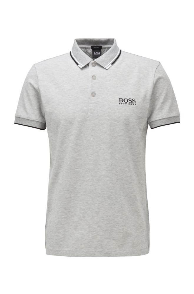 Hugo Boss Regular fit piqué polo shirt Lyse Grå | qFB4f4mt