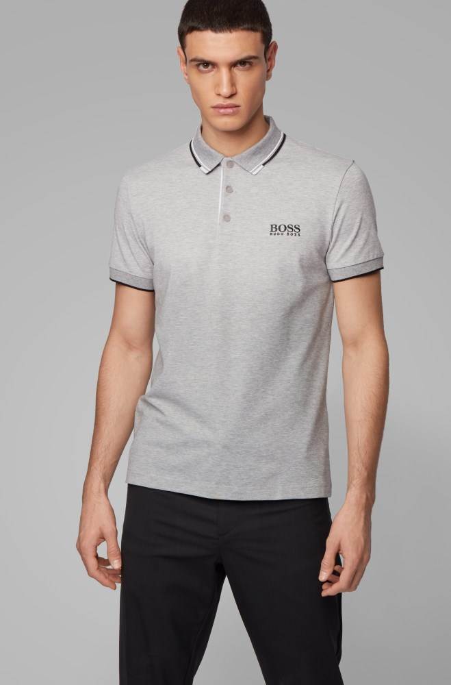 Hugo Boss Regular fit piqué polo shirt Lyse Grå | qFB4f4mt