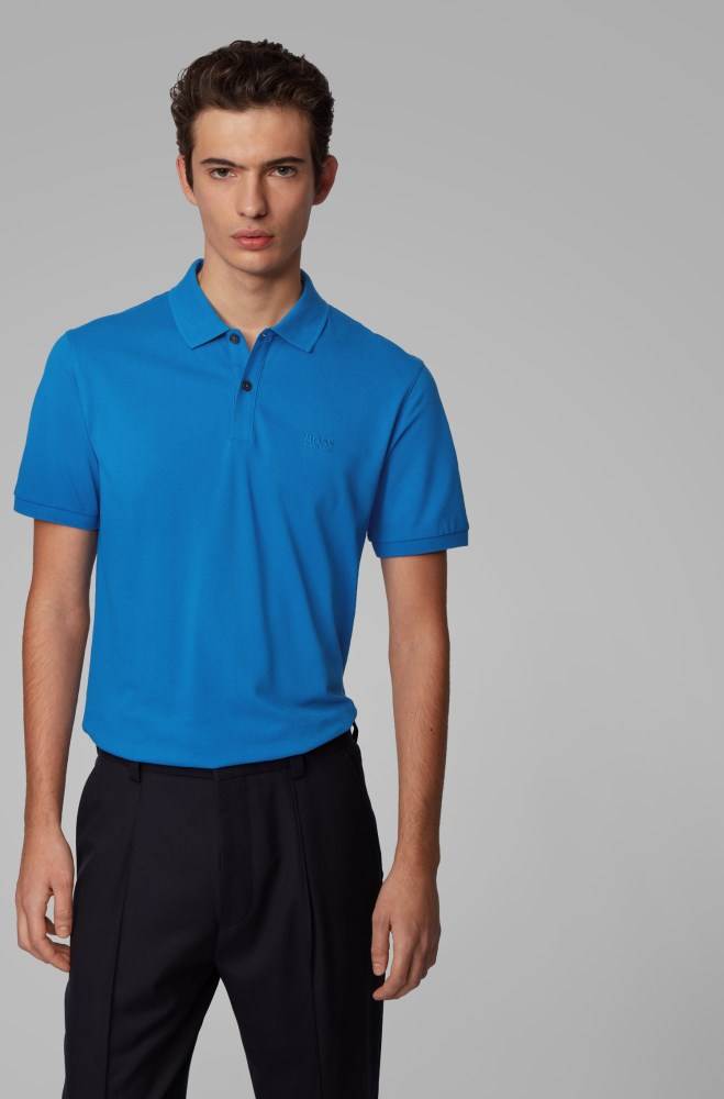 Hugo Boss Regular-fit polo shirt Blå | QFIP5RMC