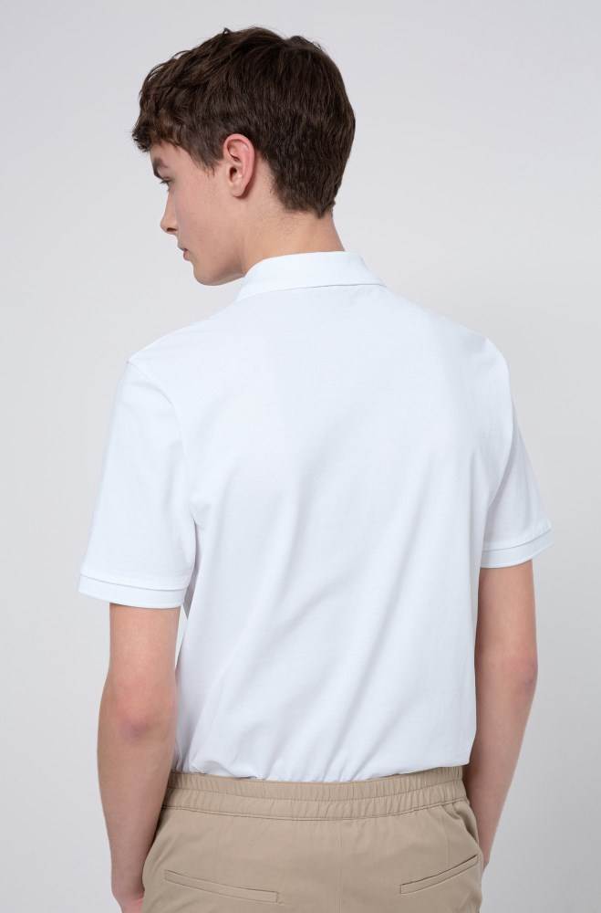 Hugo Boss Regular-fit polo shirt Hvite | K2ODkvCc