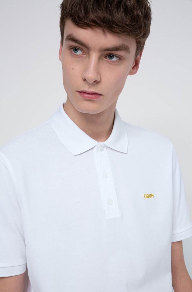 Hugo Boss Regular-fit polo shirt Hvite | K2ODkvCc