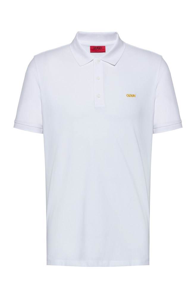 Hugo Boss Regular-fit polo shirt Hvite | K2ODkvCc