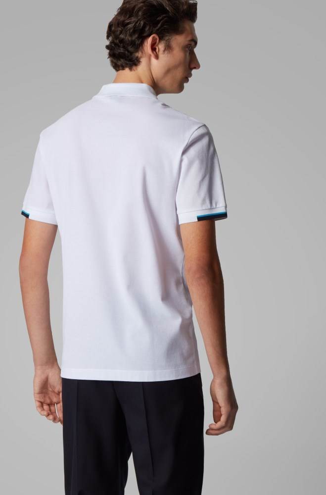 Hugo Boss Regular-fit polo shirt Hvite | dOXTe4Gr