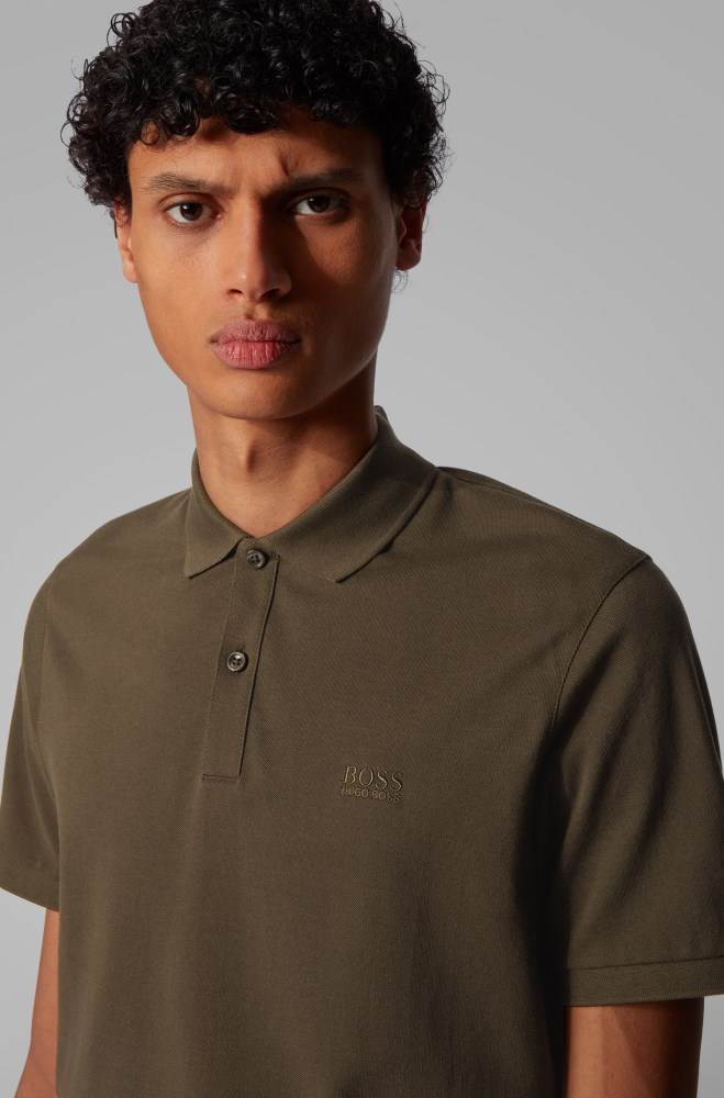 Hugo Boss Regular-fit polo shirt Khaki | IZ2pdHtg