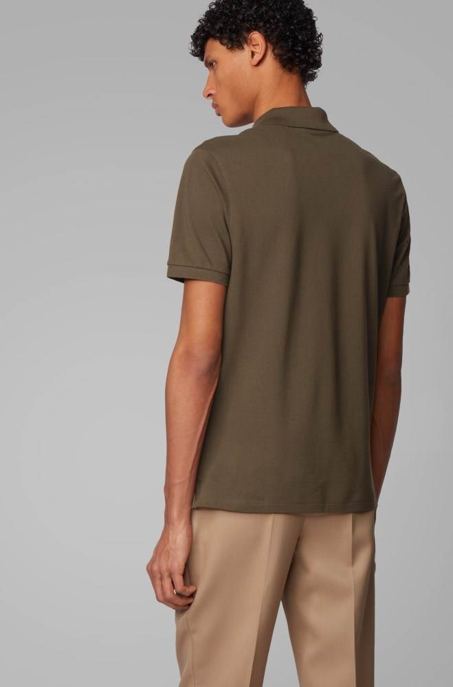 Hugo Boss Regular-fit polo shirt Khaki | IZ2pdHtg