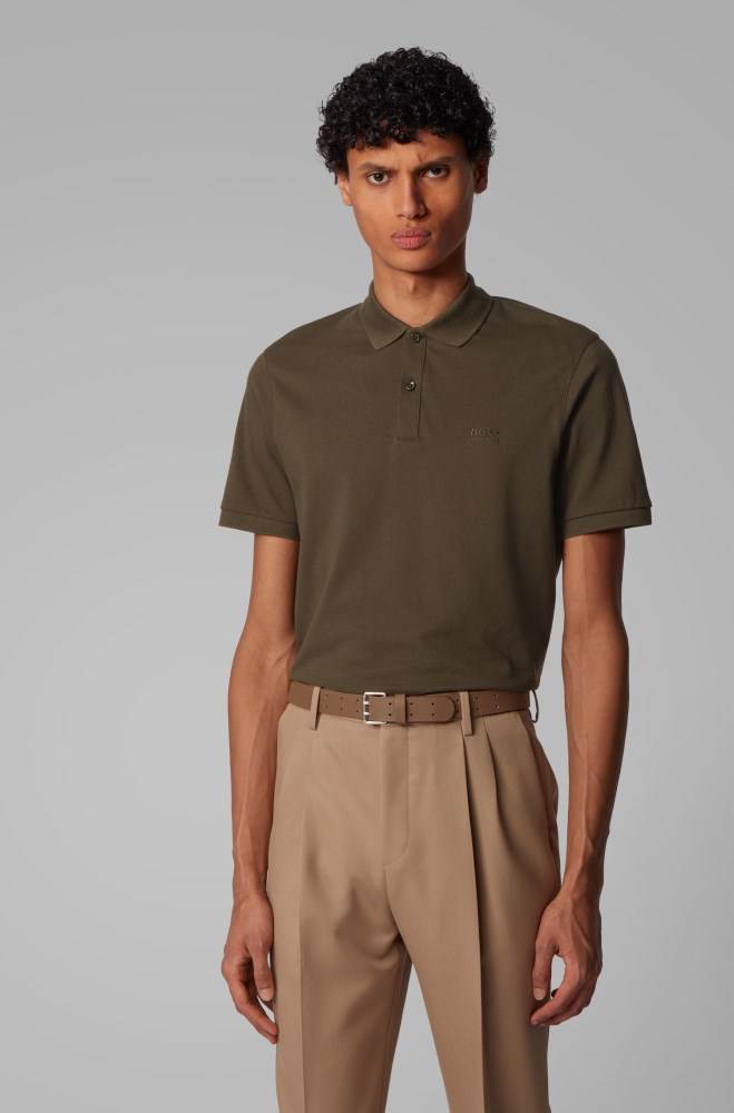 Hugo Boss Regular-fit polo shirt Khaki | IZ2pdHtg