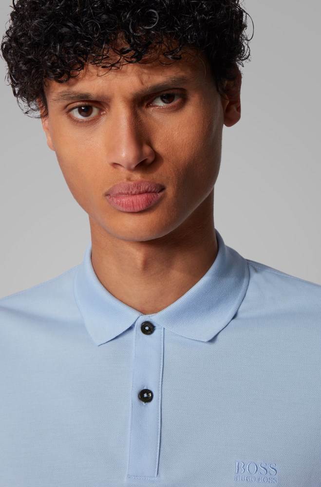 Hugo Boss Regular-fit polo shirt Lyse Blå | WyKzXzen