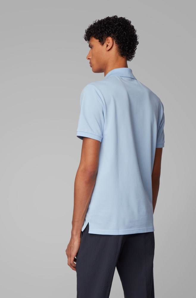 Hugo Boss Regular-fit polo shirt Lyse Blå | WyKzXzen