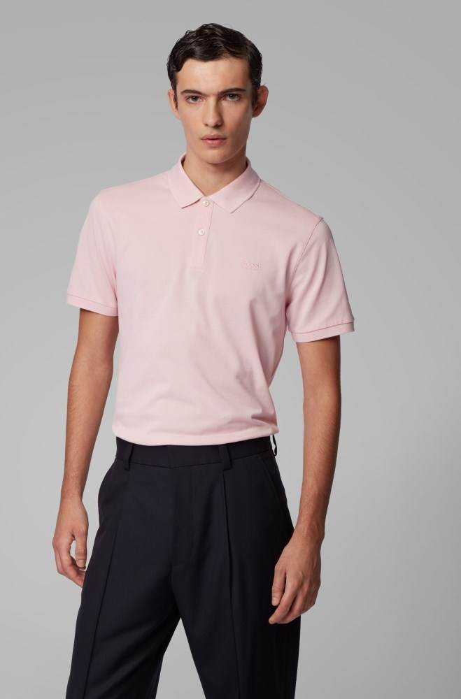 Hugo Boss Regular-fit polo shirt Lyse Rosa | Q1Hj7Fa8