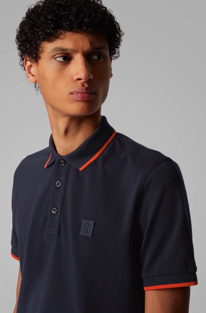 Hugo Boss Regular-fit polo shirt Mørke Blå | eXCFb4FT