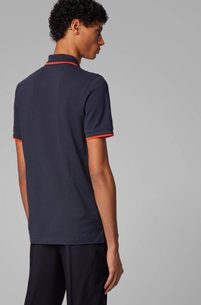 Hugo Boss Regular-fit polo shirt Mørke Blå | eXCFb4FT