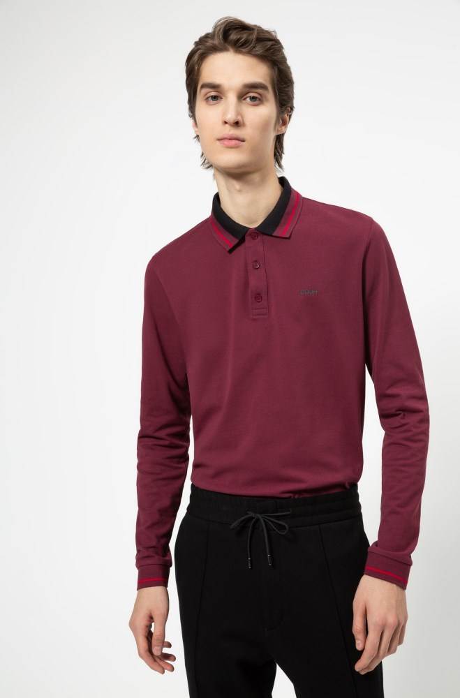 Hugo Boss Regular-fit polo shirt Mørke Rød | CtwMBEV0