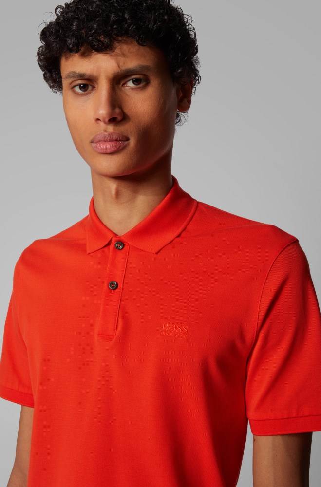 Hugo Boss Regular-fit polo shirt Oransje | PCJ9z4Xn