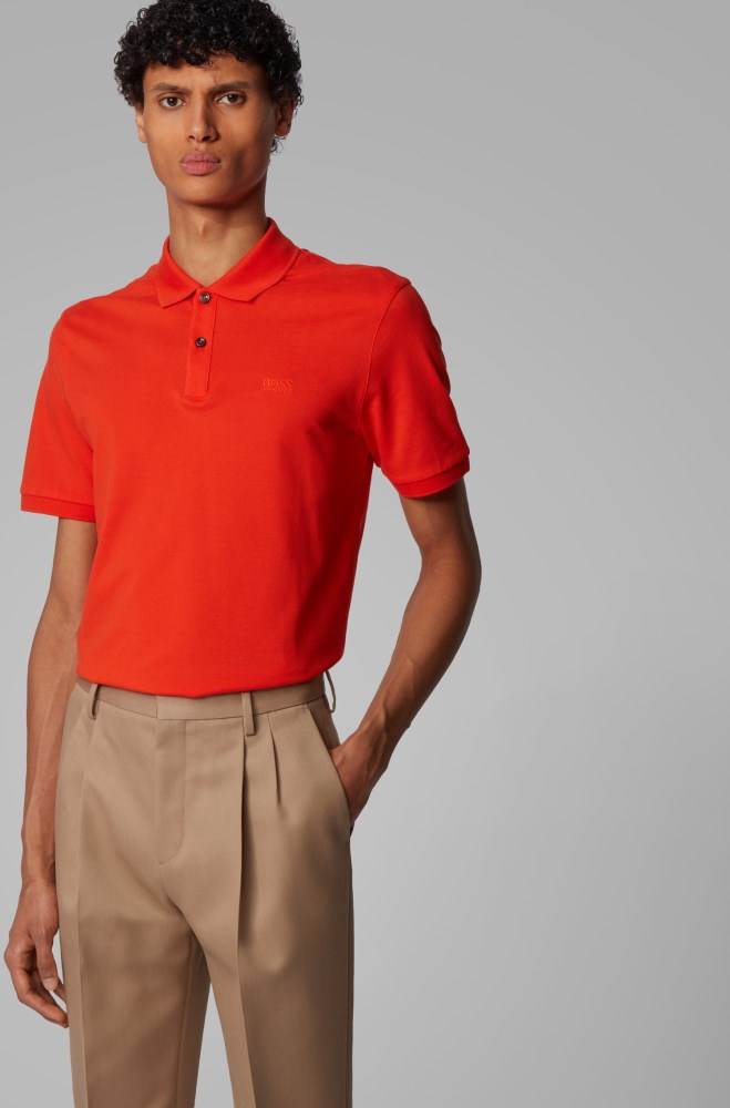 Hugo Boss Regular-fit polo shirt Oransje | PCJ9z4Xn