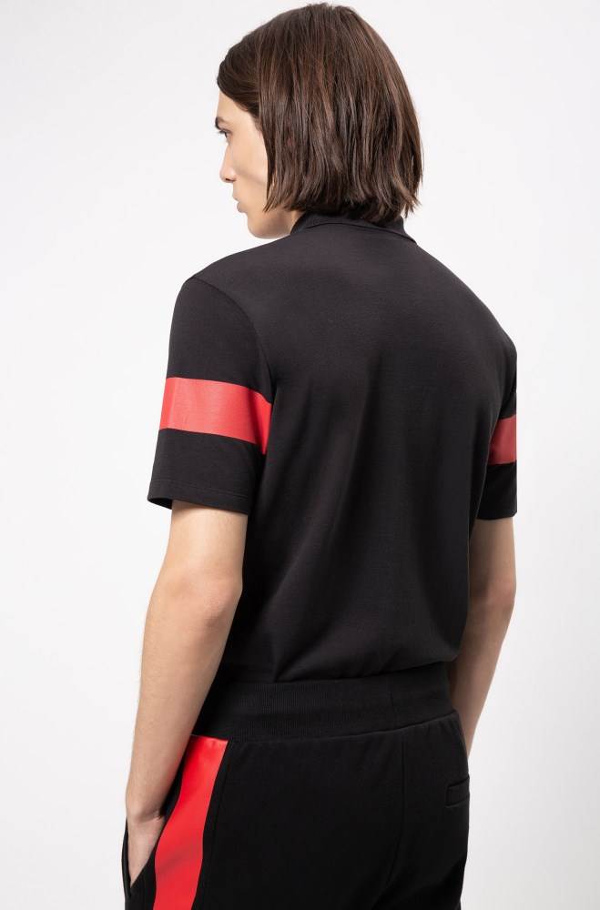 Hugo Boss Regular-fit polo shirt Svarte | QRN5MDhl