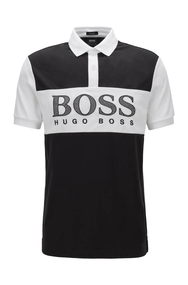 Hugo Boss Regular-fit polo shirt Svarte | VZ0rJ6Xk