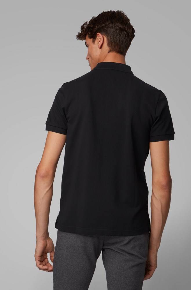 Hugo Boss Regular-fit polo shirt Svarte | gbeiFou8