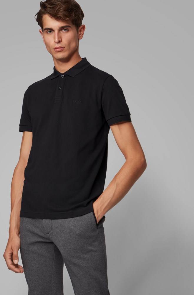 Hugo Boss Regular-fit polo shirt Svarte | gbeiFou8