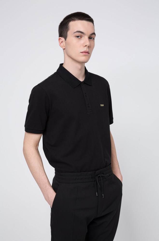 Hugo Boss Regular-fit polo shirt Svarte | mMed6FA7