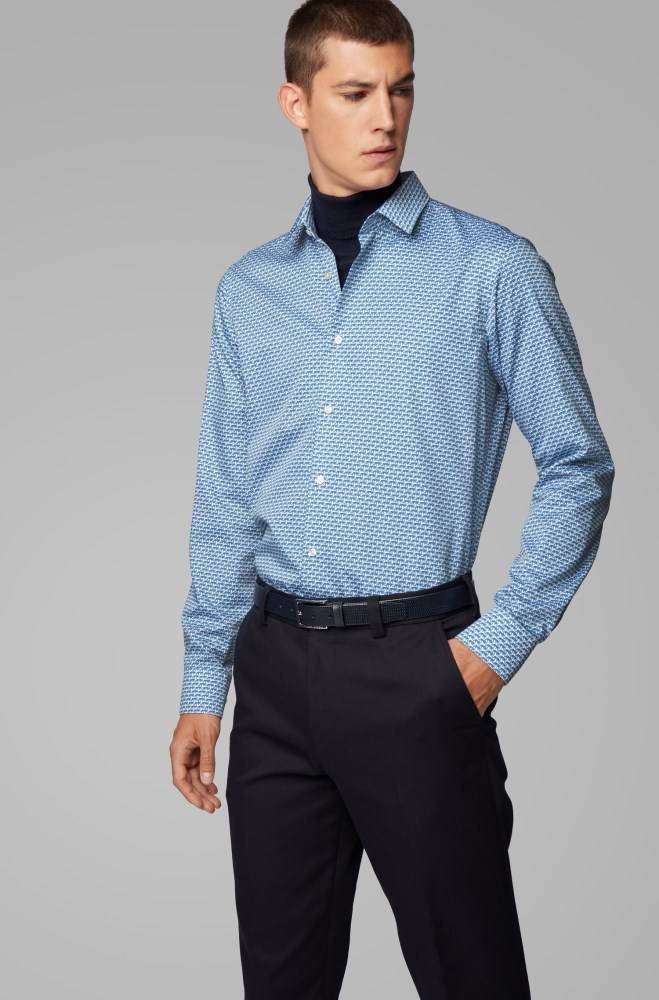 Hugo Boss Regular-fit shirt Blå | Hpne3ADN