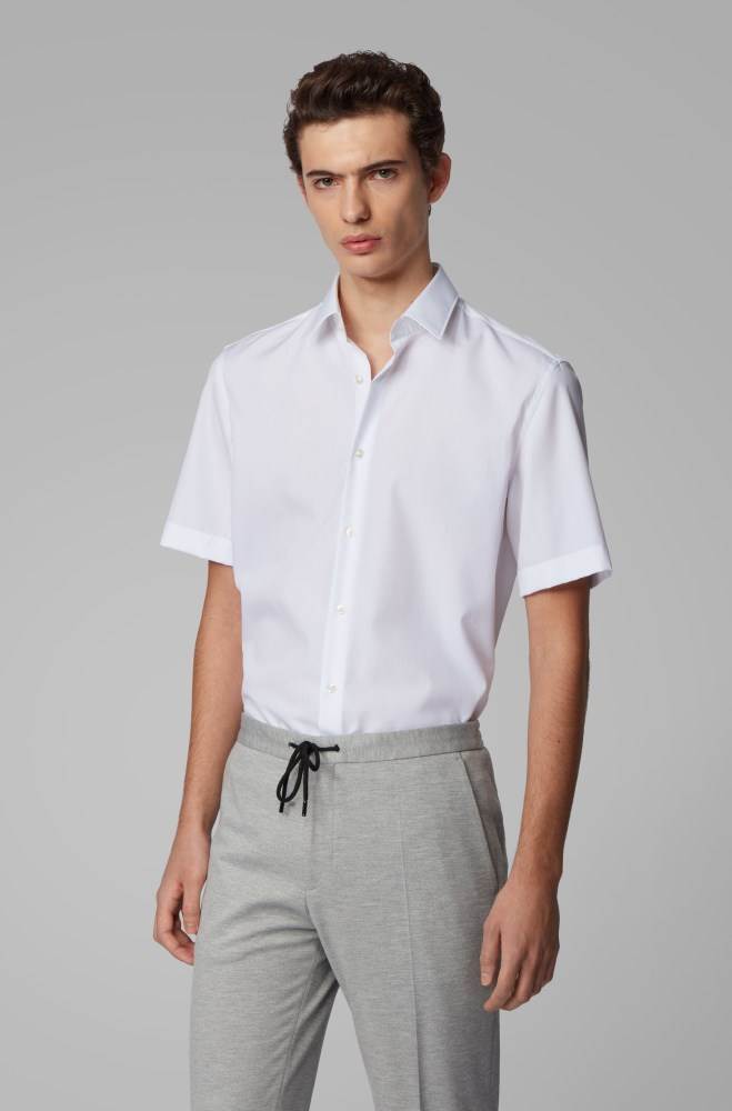 Hugo Boss Regular-fit shirt Hvite | AxKJGOuY