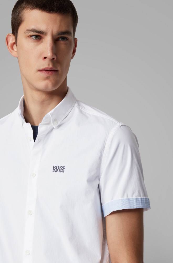 Hugo Boss Regular-fit shirt Hvite | BXXs1JZ7