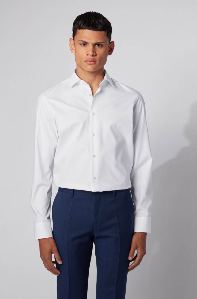 Hugo Boss Regular-fit shirt Hvite | ZlbtTqPS