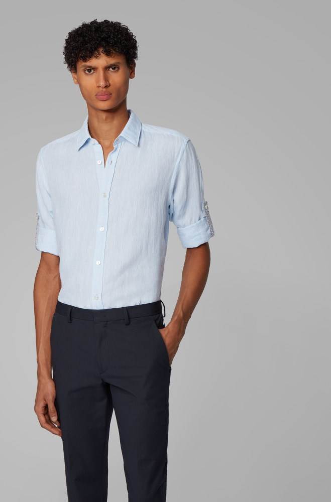 Hugo Boss Regular-fit shirt Lyse Blå | TP6FxtPi