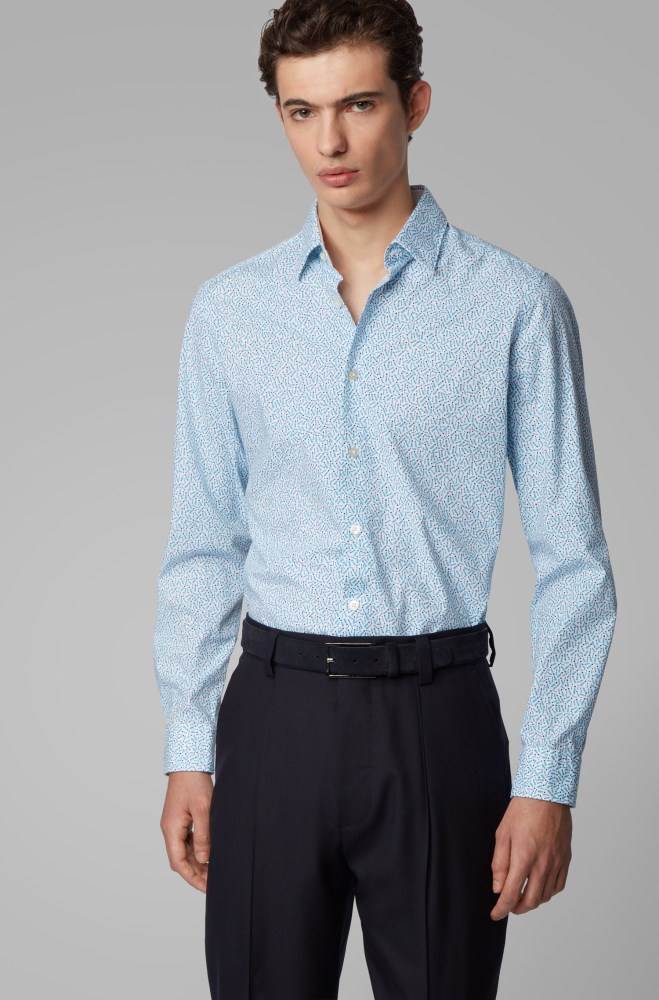 Hugo Boss Regular-fit shirt Lyse Blå | mYLYri8r