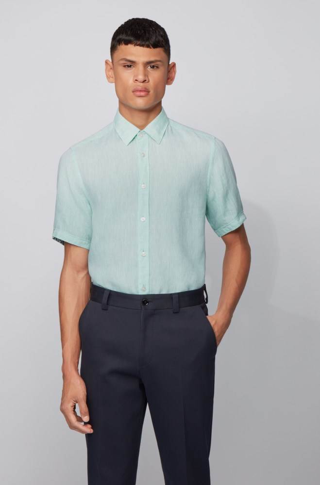 Hugo Boss Regular-fit shirt Lyse Grønn | YLZLQKTr