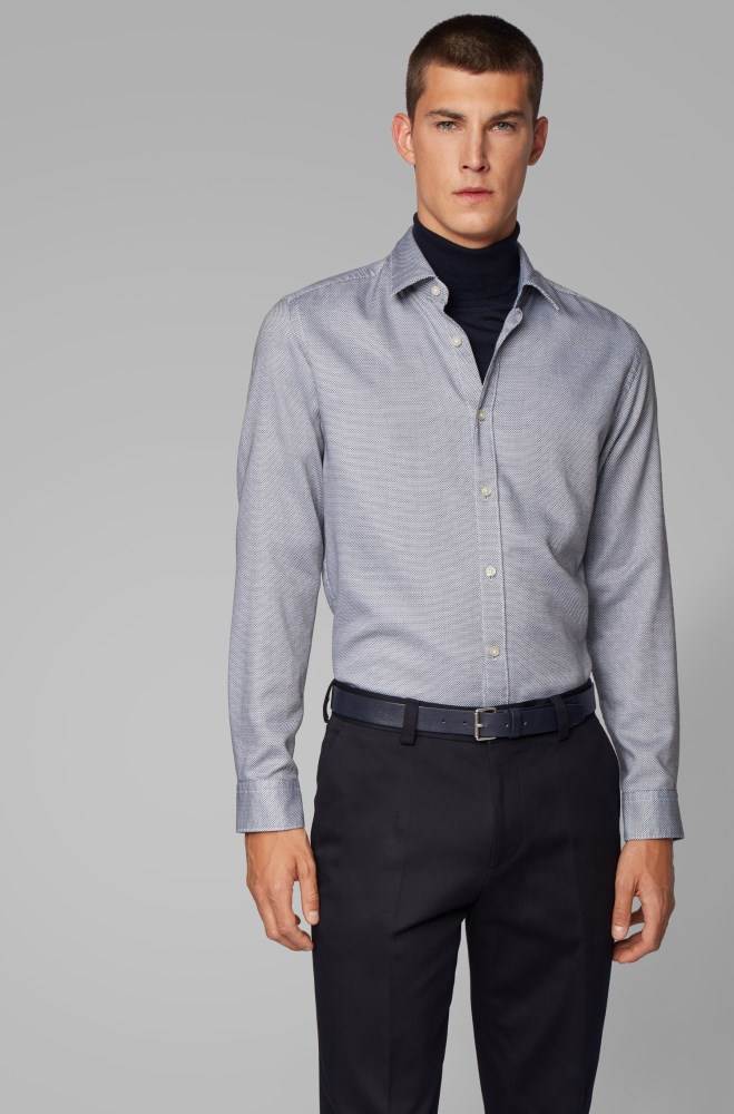 Hugo Boss Regular-fit shirt Mørke Blå | 39PDXZJ7