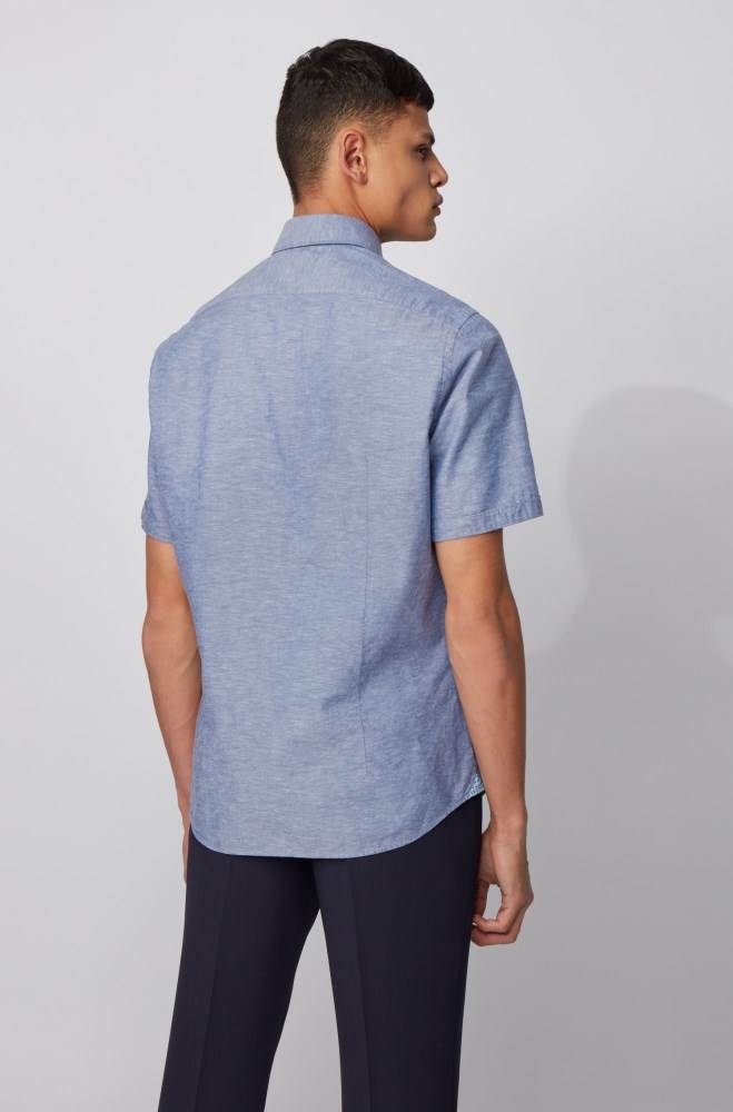 Hugo Boss Regular-fit shirt Mørke Blå | zClaK5dD