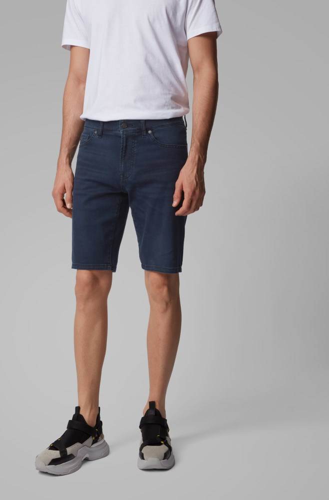 Hugo Boss Regular-fit shorts Mørke Blå | FTIKcH3Y