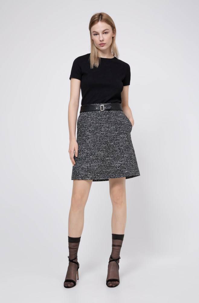 Hugo Boss Regular-fit skirt Svarte | xWTHDhdD