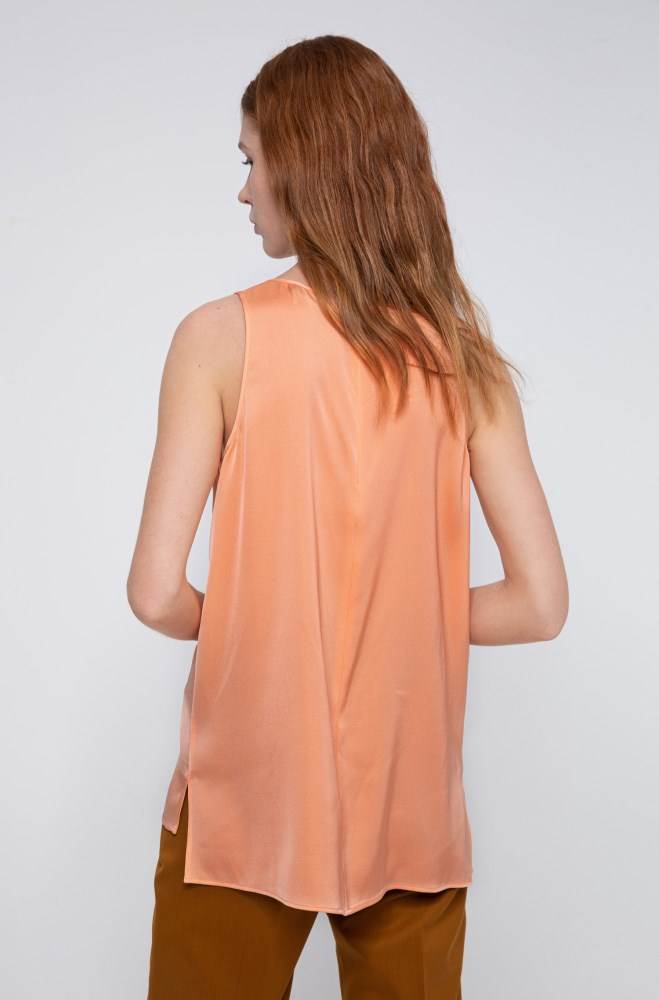 Hugo Boss Regular-fit sleeveless top Lyse Oransje | ERWcjRa8