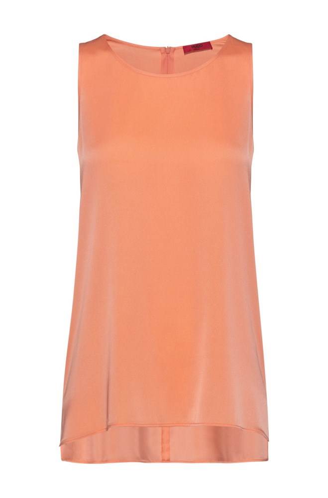 Hugo Boss Regular-fit sleeveless top Lyse Oransje | ERWcjRa8