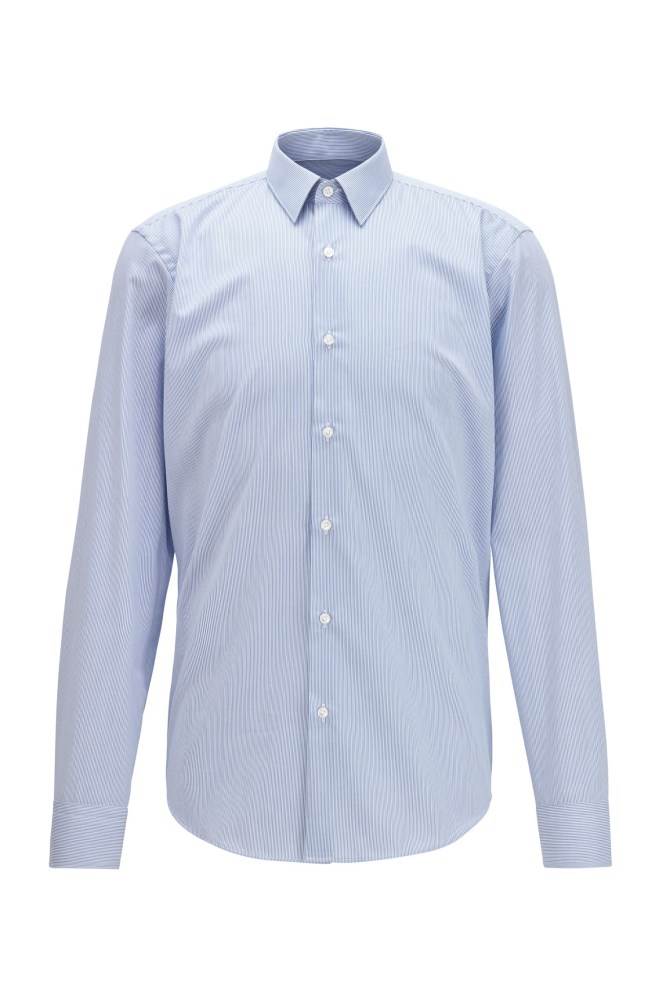 Hugo Boss Regular-fit striped shirt Lyse Blå | sQA9UfEw