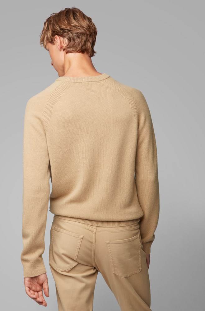 Hugo Boss Regular-fit sweater Beige | pvozOtcx