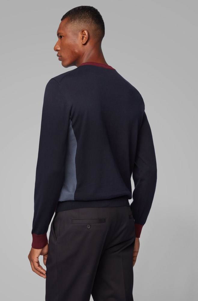 Hugo Boss Regular-fit sweater Mørke Blå | KZSMfm24