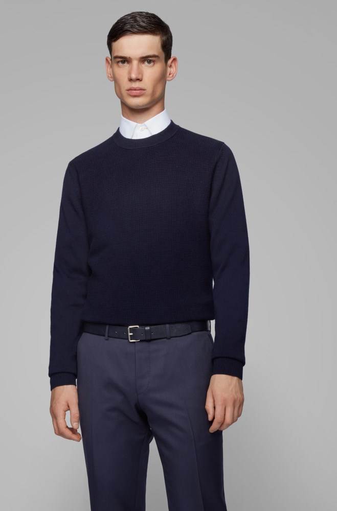 Hugo Boss Regular-fit sweater Mørke Blå | ZpE2MFYP